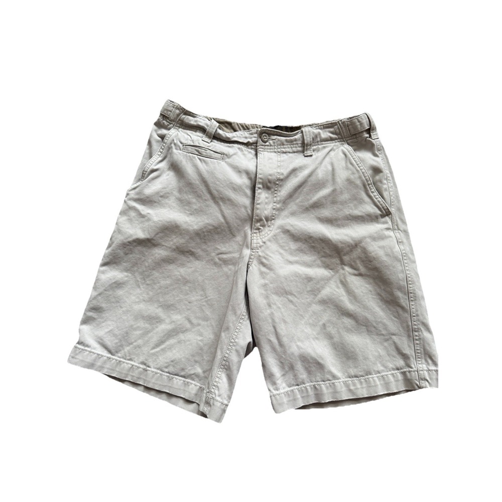 VTG American Eagle Classic Cream Khaki Flat Front Flap Pocket Y2K Shorts Sz‎ 32